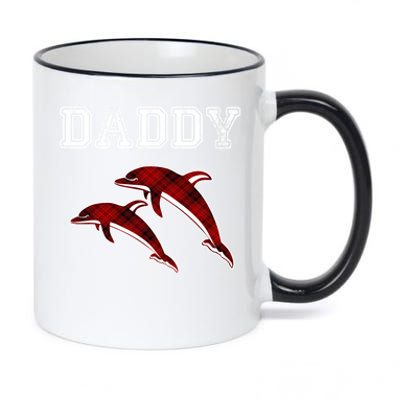 Red Plaid Daddy Dolphin Matching Buffalo Pajama Xmas Gift 11oz Black Color Changing Mug