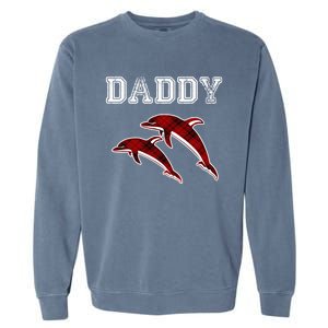 Red Plaid Daddy Dolphin Matching Buffalo Pajama Xmas Gift Garment-Dyed Sweatshirt