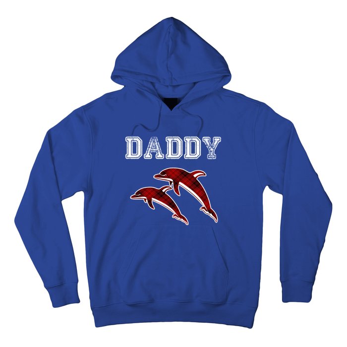 Red Plaid Daddy Dolphin Matching Buffalo Pajama Xmas Gift Hoodie