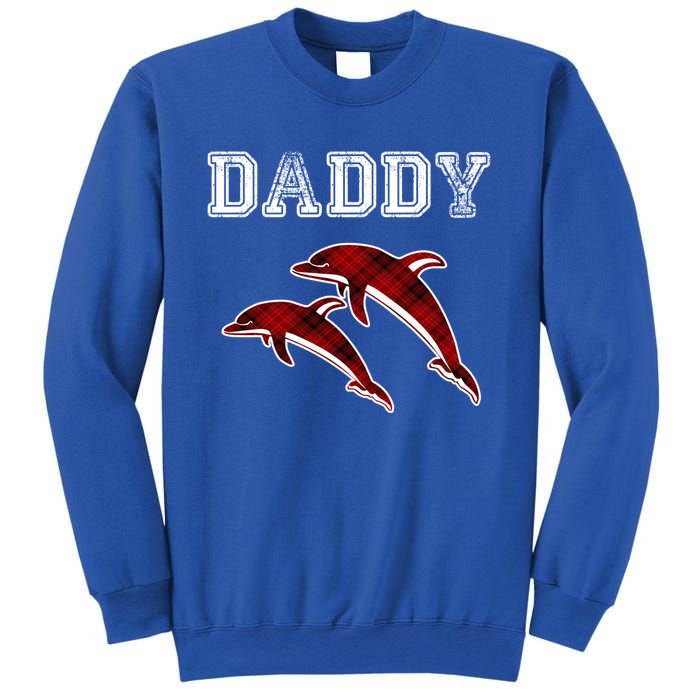 Red Plaid Daddy Dolphin Matching Buffalo Pajama Xmas Gift Sweatshirt