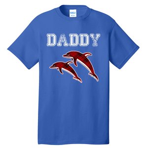 Red Plaid Daddy Dolphin Matching Buffalo Pajama Xmas Gift Tall T-Shirt