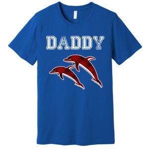 Red Plaid Daddy Dolphin Matching Buffalo Pajama Xmas Gift Premium T-Shirt