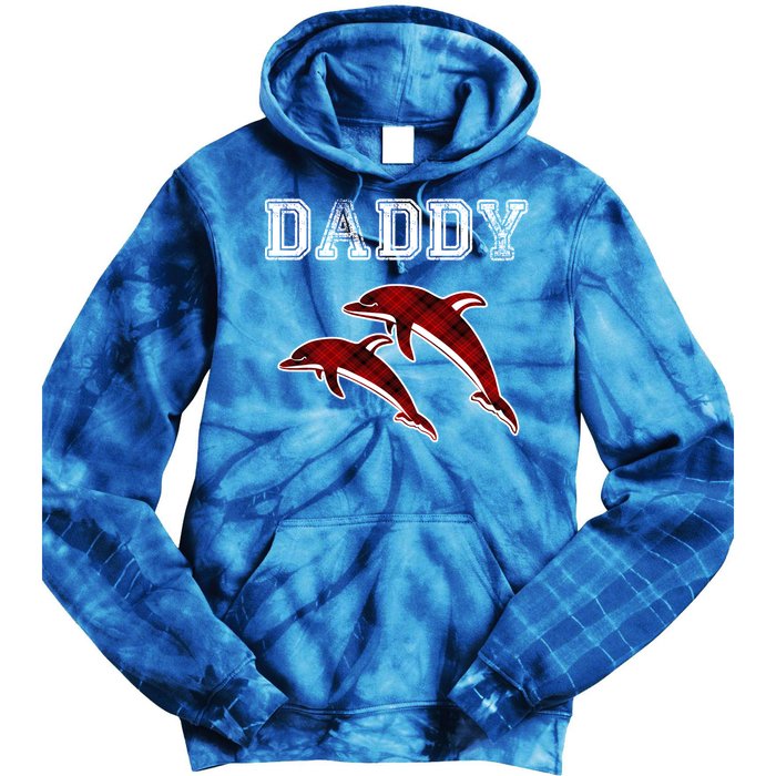 Red Plaid Daddy Dolphin Matching Buffalo Pajama Xmas Gift Tie Dye Hoodie