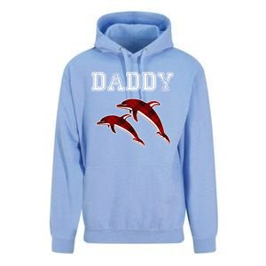 Red Plaid Daddy Dolphin Matching Buffalo Pajama Xmas Gift Unisex Surf Hoodie