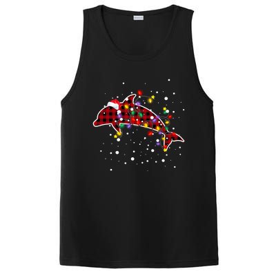 Red Plaid Dolphin Christmas Pajamas Family Xmas Lights Meaningful Gift PosiCharge Competitor Tank