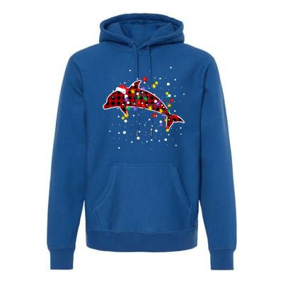 Red Plaid Dolphin Christmas Pajamas Family Xmas Lights Meaningful Gift Premium Hoodie