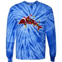 Red Plaid Dolphin Christmas Pajamas Family Xmas Lights Meaningful Gift Tie-Dye Long Sleeve Shirt