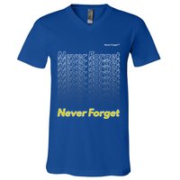 Repeating Pattern Design Styles With Never Forget Funny Gift V-Neck T-Shirt