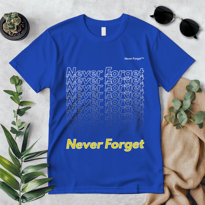 Repeating Pattern Design Styles With Never Forget Funny Gift Premium T-Shirt