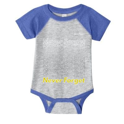 Repeating Pattern Design Styles With Never Forget Funny Gift Infant Baby Jersey Bodysuit