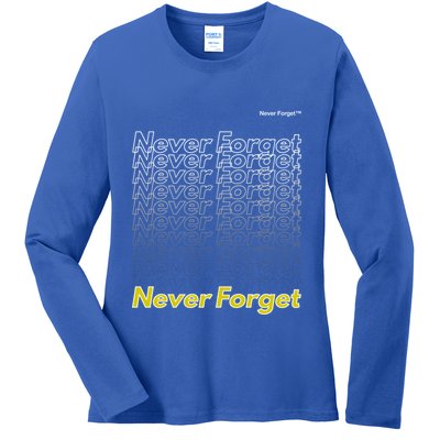 Repeating Pattern Design Styles With Never Forget Funny Gift Ladies Long Sleeve Shirt