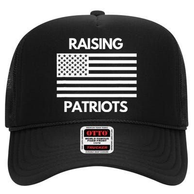 Raising Patriots Distressed American Flag High Crown Mesh Back Trucker Hat