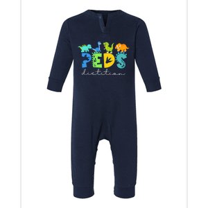 Retro Peds Dietitian Pediatric Nurse Dietitian Cute Dinosaur Infant Fleece One Piece