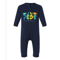 Retro Peds Dietitian Pediatric Nurse Dietitian Cute Dinosaur Infant Fleece One Piece