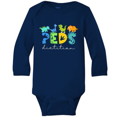 Retro Peds Dietitian Pediatric Nurse Dietitian Cute Dinosaur Baby Long Sleeve Bodysuit