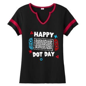 Retro Polka Dots Gaming Controller Video Gamers Ladies Halftime Notch Neck Tee