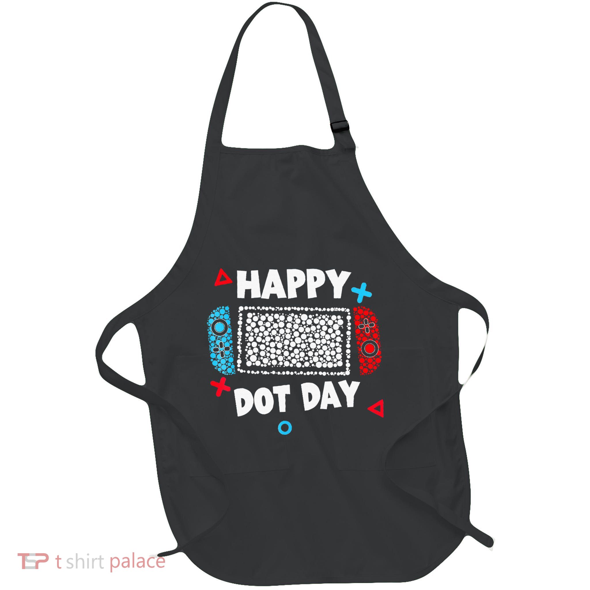 Retro Polka Dots Gaming Controller Video Gamers Full-Length Apron With Pockets