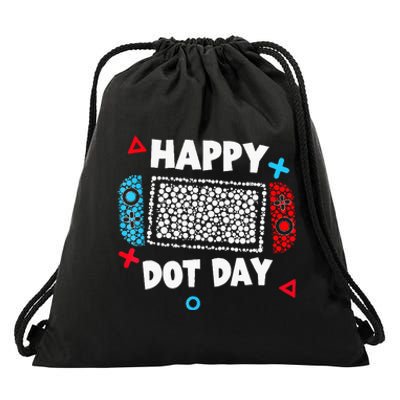 Retro Polka Dots Gaming Controller Video Gamers Drawstring Bag