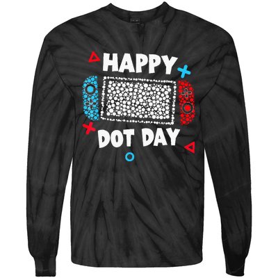 Retro Polka Dots Gaming Controller Video Gamers Tie-Dye Long Sleeve Shirt