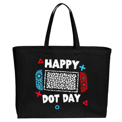 Retro Polka Dots Gaming Controller Video Gamers Cotton Canvas Jumbo Tote