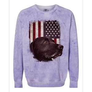 Realistic Patriotic Dog Portrait With USA Flag Backdrop Colorblast Crewneck Sweatshirt