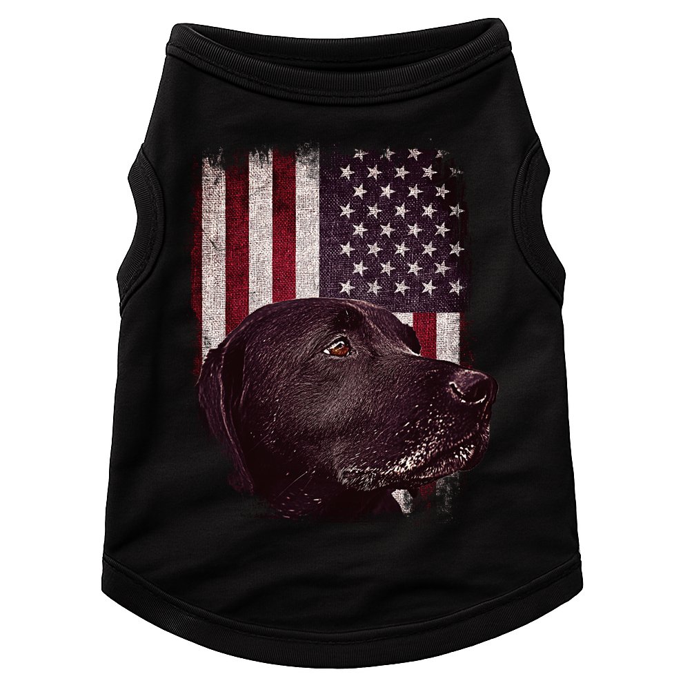 Realistic Patriotic Dog Portrait With USA Flag Backdrop Doggie Tank