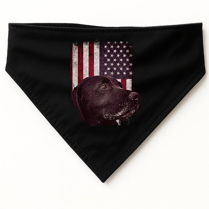 Realistic Patriotic Dog Portrait With USA Flag Backdrop USA-Made Doggie Bandana