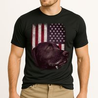 Realistic Patriotic Dog Portrait With USA Flag Backdrop Performance Shirt