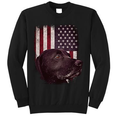 Realistic Patriotic Dog Portrait With USA Flag Backdrop Sweatshirt