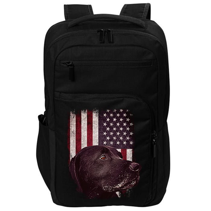 Realistic Patriotic Dog Portrait With USA Flag Backdrop Impact Tech Backpack