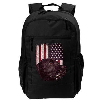 Realistic Patriotic Dog Portrait With USA Flag Backdrop Backpack
