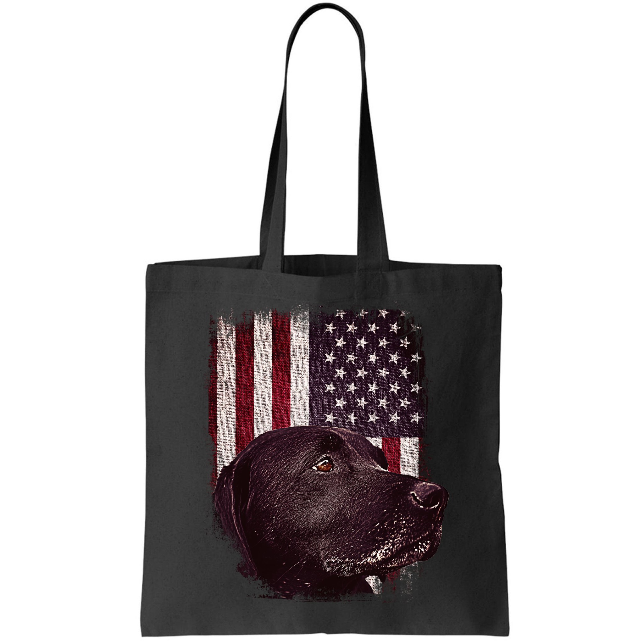 Realistic Patriotic Dog Portrait With USA Flag Backdrop Bag