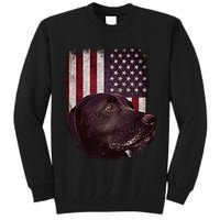 Realistic Patriotic Dog Portrait With USA Flag Backdrop Tall Sweatshirt