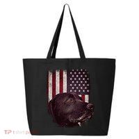 Realistic Patriotic Dog Portrait With USA Flag Backdrop 25L Jumbo Tote
