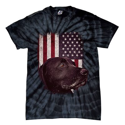 Realistic Patriotic Dog Portrait With USA Flag Backdrop Tie-Dye T-Shirt