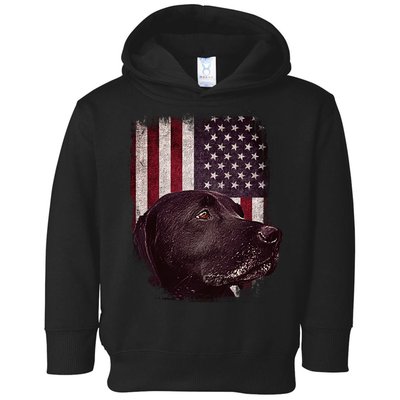 Realistic Patriotic Dog Portrait With USA Flag Backdrop Toddler Hoodie