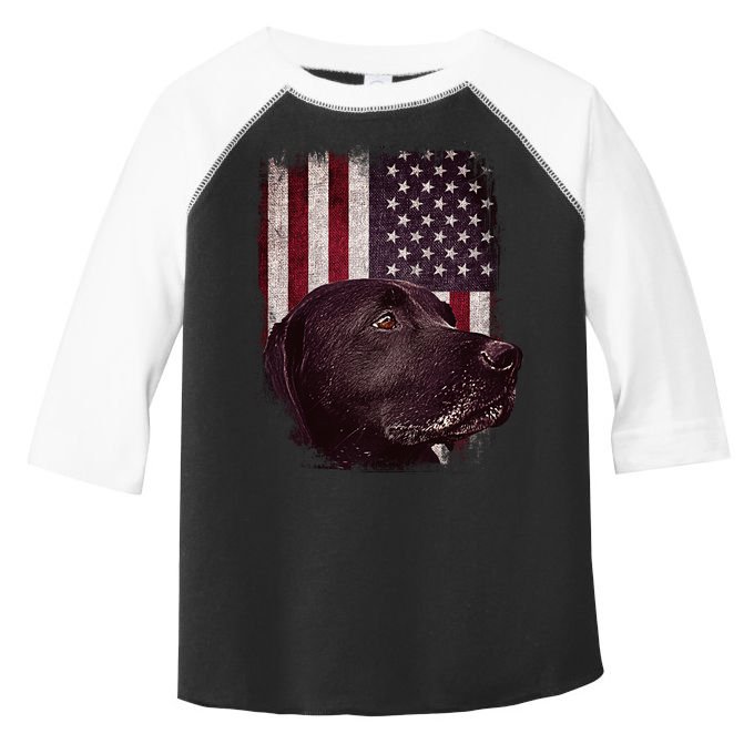 Realistic Patriotic Dog Portrait With USA Flag Backdrop Toddler Fine Jersey T-Shirt