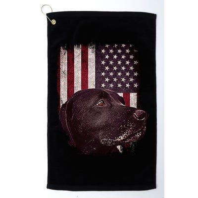 Realistic Patriotic Dog Portrait With USA Flag Backdrop Golf Towel