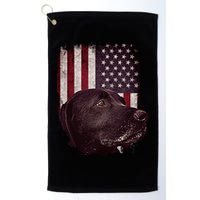 Realistic Patriotic Dog Portrait With USA Flag Backdrop Golf Towel