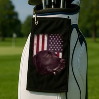 Realistic Patriotic Dog Portrait With USA Flag Backdrop Golf Towel