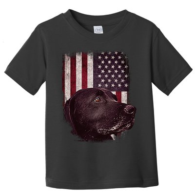 Realistic Patriotic Dog Portrait With USA Flag Backdrop Toddler T-Shirt
