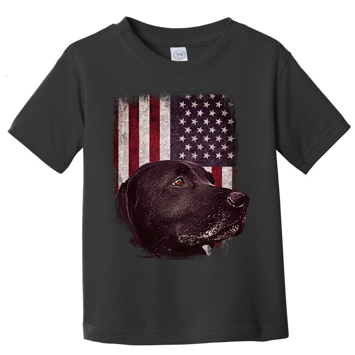 Realistic Patriotic Dog Portrait With USA Flag Backdrop Toddler T-Shirt
