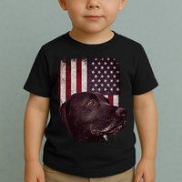 Realistic Patriotic Dog Portrait With USA Flag Backdrop Toddler T-Shirt