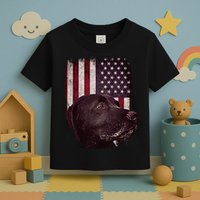 Realistic Patriotic Dog Portrait With USA Flag Backdrop Toddler T-Shirt