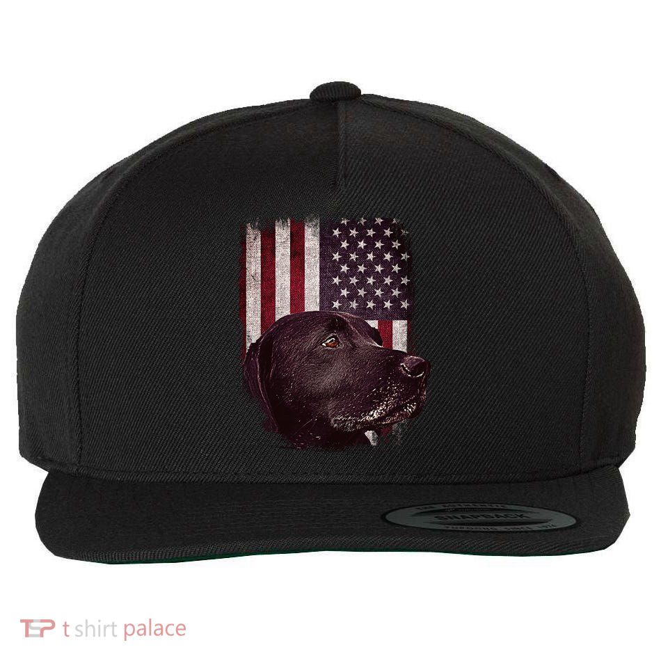 Realistic Patriotic Dog Portrait With USA Flag Backdrop Wool Snapback Cap