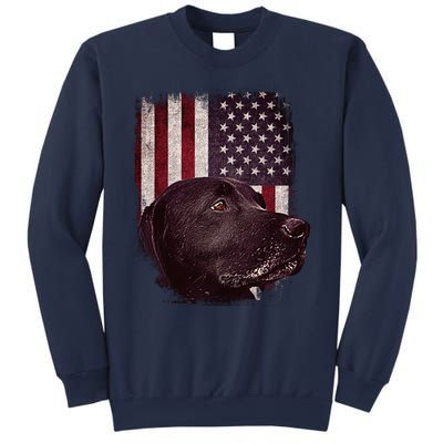 Realistic Patriotic Dog Portrait With USA Flag Backdrop Sweatshirt