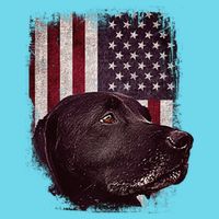 Realistic Patriotic Dog Portrait With USA Flag Backdrop Women's V-Neck T-Shirt