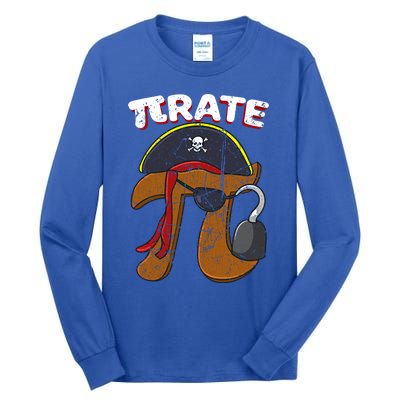 Retro Pi Day Pirate Fun Pi Symbol Graphic Art Math Lover Funny Gift Tall Long Sleeve T-Shirt