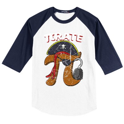 Retro Pi Day Pirate Fun Pi Symbol Graphic Art Math Lover Funny Gift Baseball Sleeve Shirt