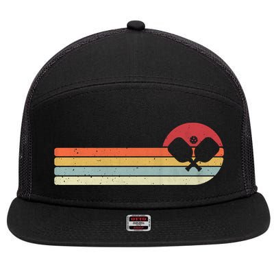 Retro Pickleball Design For Passionate Pickleball Players Gift 7 Panel Mesh Trucker Snapback Hat